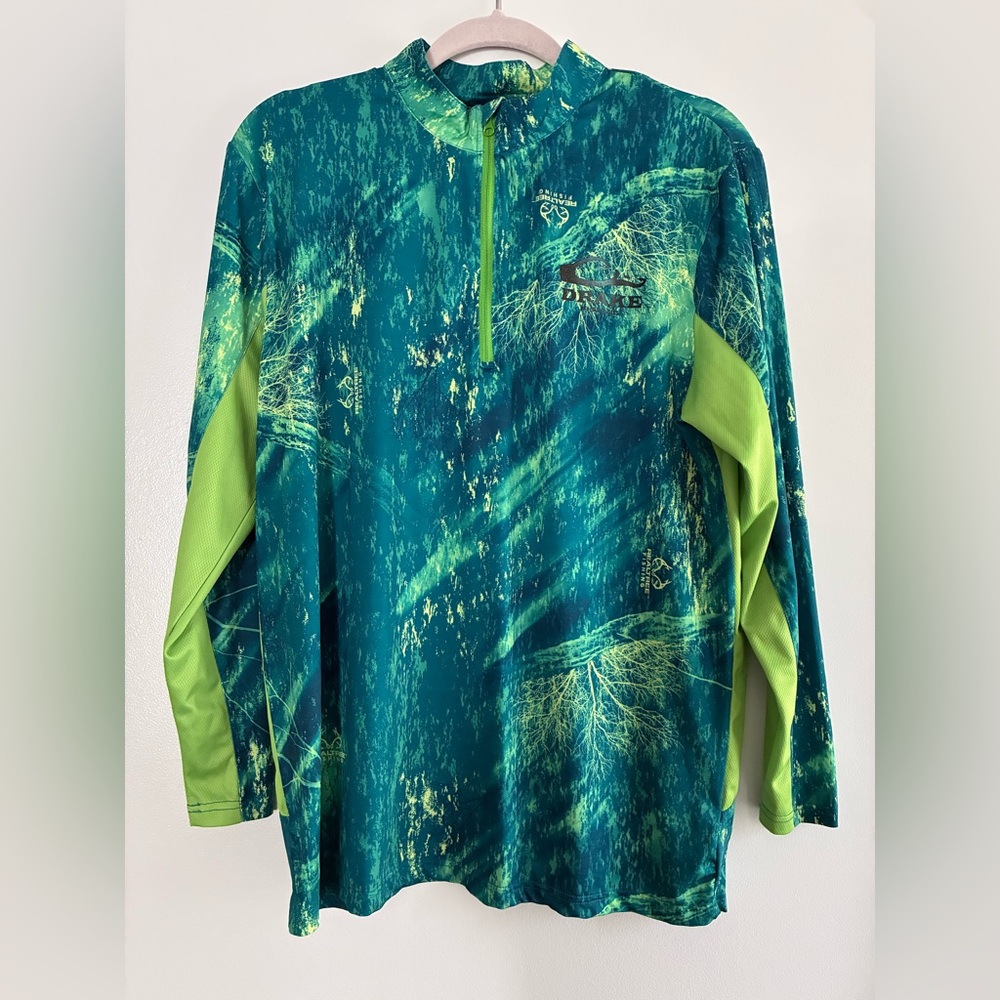 Drake Teal and Lime Green Fishing Performance Top